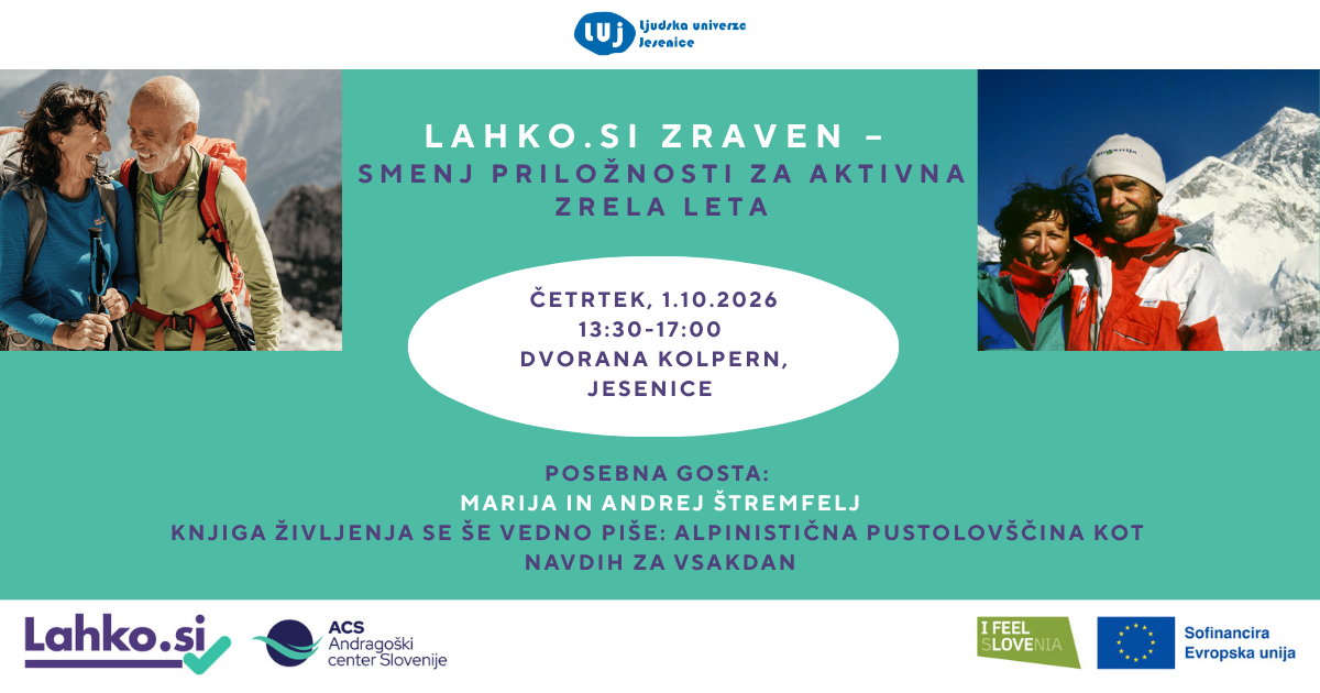 LAHKO.SI zraven – smenj priložnosti za aktivna zrela leta